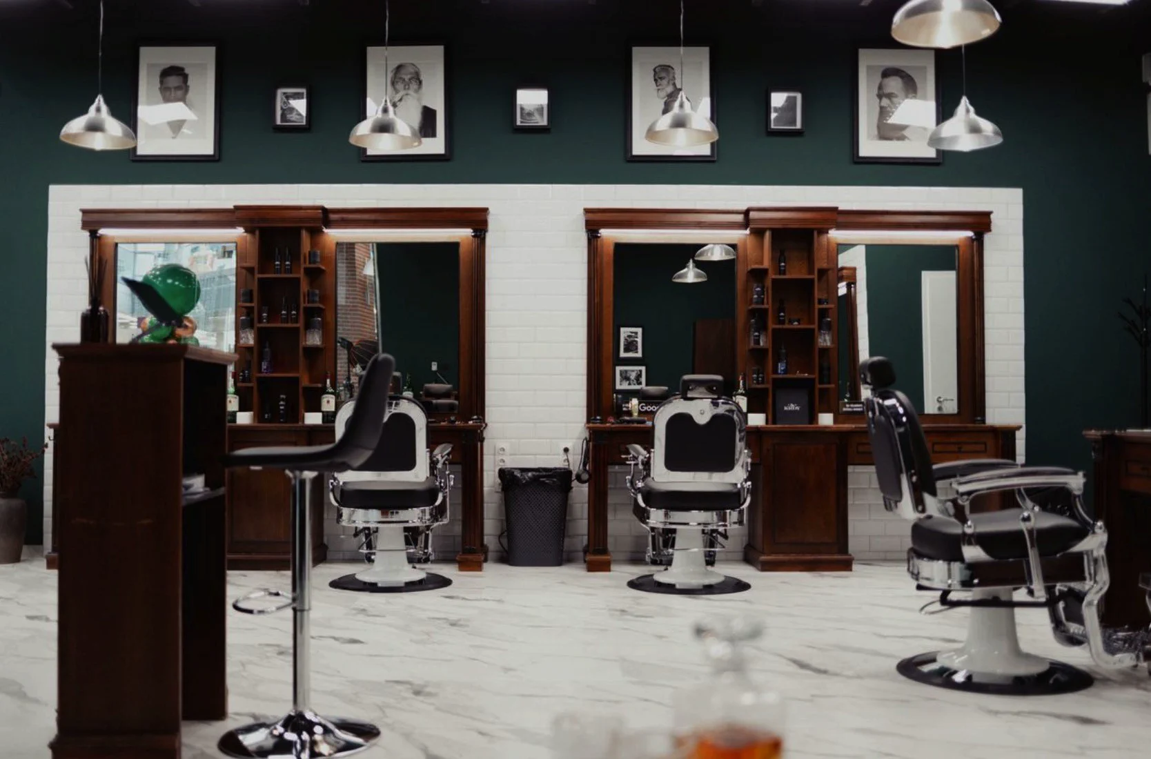 Salon interior with barber chairs